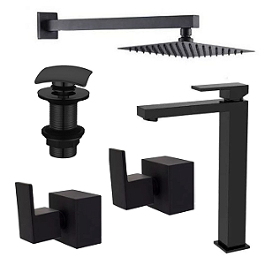 Kit 5 Peças Com Bica Alta WJ-2885-MD-BL Black - Jiwi