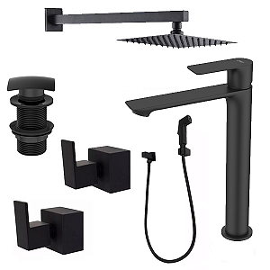 Kit 6 Peças Com Bica Alta WJ-2885-MK-BL Black - Jiwi