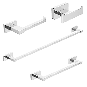 Kit Acessórios 4 Peças Mykonos Cromado - Jiwi