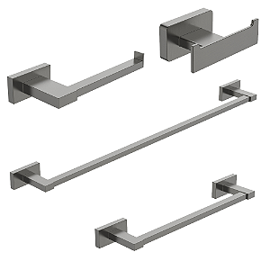 Kit Acessórios 4 Peças Mykonos Grafite - Jiwi