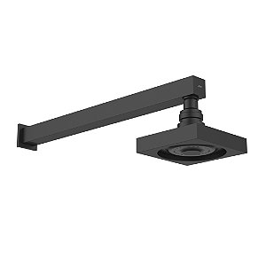 Chuveiro Quadrado 12x12 AutoLimpante Com Braço De Parede Black - Jiwi - WJ-DAL-QL-BL