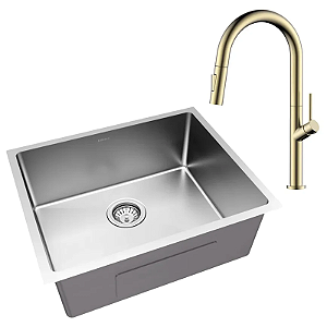 Kit Cozinha Cuba Quadra e Monocomando Minimalist Gold - Kitbaco