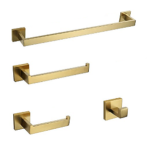 Kit acessórios para banheiro 4 peças Gold Matte - Kitbaco - KAGDF1010