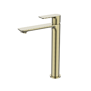 Torneira Para Lavatório Água Fria Bica Alta Mykonos Gold Escovado - Jiwi - WJ-1198-MK-GE
