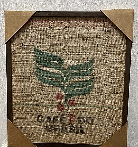 Quadro Emoldurado Cafés do Brasil em Juta