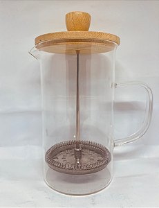Prensa Francesa com tampa de bambu - 600ml em vidro