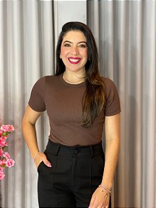 BLUSA CANELADA COM MANGA
