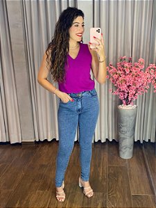 CALÇA JEANS SKINNY MARMORIZADA