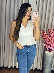 BLUSA REGATA CREPE SEDA DECOTE V