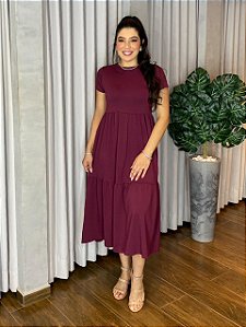 VESTIDO MIDI MOLETINHO COM MANGA