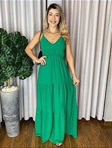 VESTIDO LONGO CREPE ALCINHA
