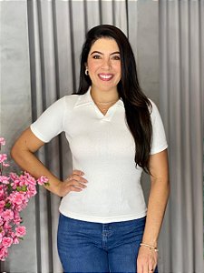 BLUSA CANELADA GOLA PÓLO