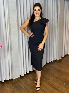 VESTIDO MIDI NULA MANGA BABADO