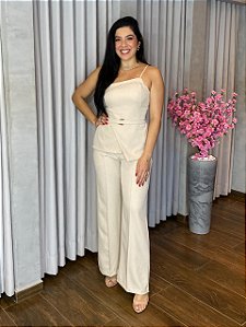 CONJUNTO CALÇA E BLUSA NULA MANGA ALFAIATARIA