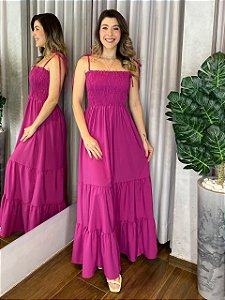 VESTIDO LONGO LASTEX ALÇA AMARRAÇÃO