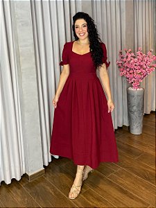 VESTIDO MIDI  LAÇO MANGA