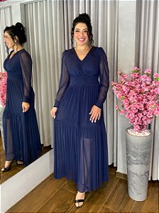 VESTIDO LONGO TULE MANGA LONGA