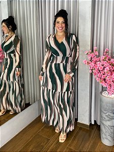 VESTIDO LONGO TULE MANGA LONGA ESTAMPA