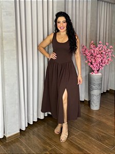 VESTIDO MIDI MOLETINHO FENDA