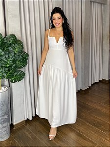 VESTIDO LONGO DETALHE EM V