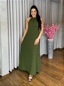 VESTIDO LONGO CREPE DECOTE NAS COSTAS