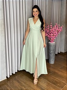 VESTIDO LONGO DECOTE V TRANSPASSADO