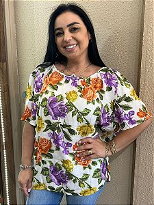 BLUSA MANGA CURTA ESTAMPADA LANÇA PERFUME