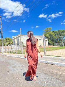 VESTIDO MARROM SEM MANGAS LEZ A LEZ