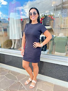 VESTIDO CURTO MANGA CURTA PRETO JOHN JOHN