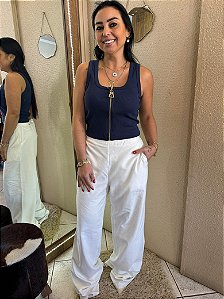 CALÇA RETA CINTURA ALTA LANÇA PERFUME