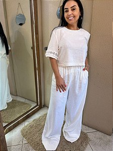 CALÇA WIDE LEG OFF WHITE LANÇA PERFUME
