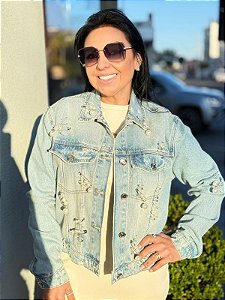 JAQUETA JEANS TRUCKER PEROLAS LANÇA PERFUME