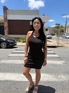 VESTIDO CANELADO JUSTO COM ALÇAS CRUZADAS NAS COSTAS COLCCI JEANS