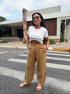 CALÇA SLOUCHY 100% LINHO ITALIANO