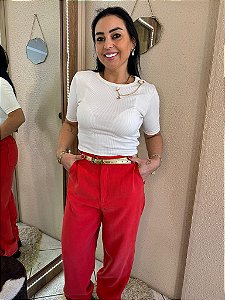 BLUSA CANELADA MANGA CURTA LANÇA PERFUME