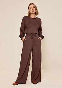 CALÇA PANTALONA DE CINTURA ALTA EM MOLETOM LEZ A LEZ