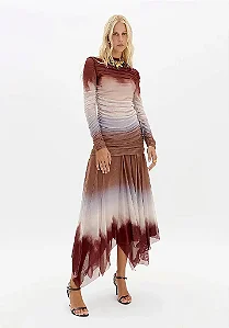 SAIA DE TULE SUPER MIDI ESTAMPADA LANÇA PERFUME