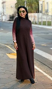 VESTIDO TRICOT MARROM AMBI