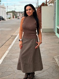 BLUSA TOP GOLA ALTA CANELADO MARIA PAVAN