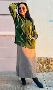 CARDIGAN RAPOSINHAS VERDE MILITAR J CHERMANN