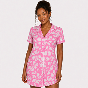Camisola Mg Curta Rosa Floral