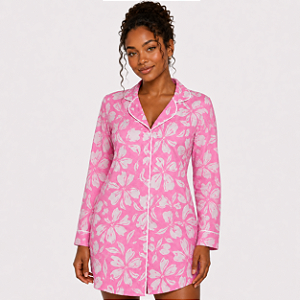 Camisola Mg Longa Rosa Floral