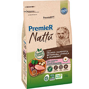 Ração Premier Nattu para Cães Filhotes de Raças Pequenas Sabor Mandioca - 1kg