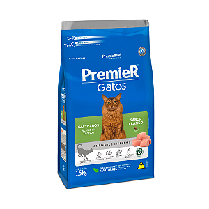 Ração Premier Ambientes Internos para Gatos Adultos Castrados 12+ Sabor Frango - 1,5kg