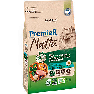 Ração Premier Nattú para Cães Adultos de Raças Pequenas Sabor Abóbora 2,5kg