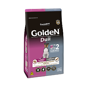 Ração Golden Duii Mini Bits para Cães Adultos de Porte Pequeno Sabor Salmão com Ervas e Cordeiro com Arroz - 3kg