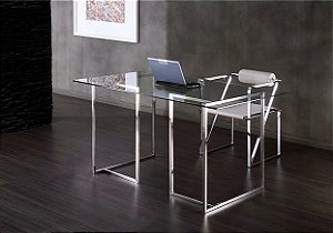 Mesa Para Escritório Home Office em Aço Inox Luxo