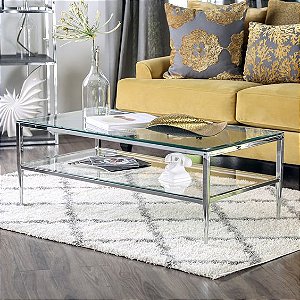 Mesa de Centro Metal Aço Inox Sala de Estar Luxo