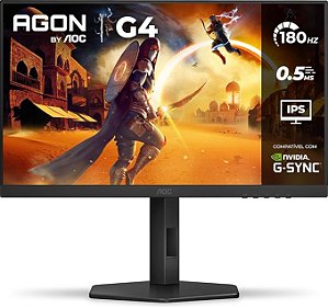 Monitor Gamer AOC 24" Full HD 180Hz 0.5ms IPS DisplayPort e HDMI Preto - 24G4/P