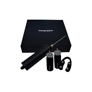 KIT SACA ROLHA WINEPOPPER COR PRETO